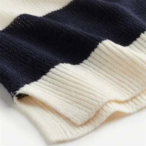 Suéter a rayas de otoño corto personalizado de alta calidad para mujer 100% algodón tejido estilo casual con logotipo frontal al por mayor - Product Image 6