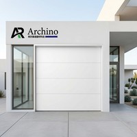 Porte de garage sectionnelle électrique moderne sur mesure en alliage d'aluminium, finition imperméable, couleur anthracite blanc