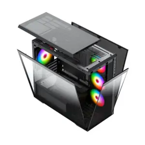 Esclusiva custodia per Computer MATX PC con Design trasparente in vetro temperato con ventola di raffreddamento ARGB per Gamer