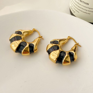 <span class=keywords><strong>Orecchini</strong></span> Artistici in <span class=keywords><strong>Acciaio</strong></span> Inossidabile con Design Circolare Bianco e Nero a Goccia d'Olio, Forma Geometrica Traforata per Ragazze, Vendita all'Ingrosso - Product Image 3