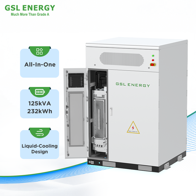GSL ENERGY 232KWH Liquid Cooling Batteries With 125KVA Inverter All in One ESS Energy Storage System for Industrial & Commercial