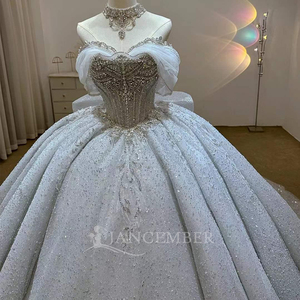 Robe de mariée scintillante, robe de mariée élégante, Vestidos De Novias, robe de soirée à paillettes et perles, Lsjj95 - Product Image 2