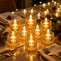 Bougie LED sans flamme en verre doré, effet de flamme vacillante chaude, fonctionne sur piles, pour Noël, mariage, lot de 12