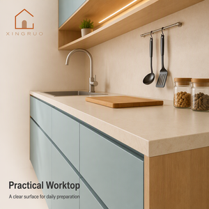 Mobili da <span class=keywords><strong>Cucina</strong></span> Lineari XINGRUO Blu <span class=keywords><strong>Lago</strong></span> con Dettagli in Rovere Sbiancato, Arredamento Moderno Personalizzato per Cucine di Appartamenti e Ville - Product Image 4