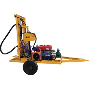 200m Meter Hydraulic Trailer Mounted Water Well Rotary Drilling Rig Machine 200 Depth For Sale