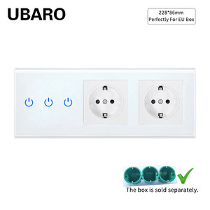 European Standard Touch Switch <b>Socket</b> Panel 228mm 3-Way With Tempered Glass 5V 2A For Wall Installation - Product Image 4