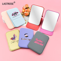 Haute Qualité Pliant Rectangle Pu Maquillage Miroir De Poche Logo Privé En Acier Inoxydable Pu En Cuir Miroir Debout Pour Les Femmes