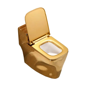 Sang Trọng Hiện Đại Một Mảnh Cổ Điển Vàng Gốm Nhà Vệ Sinh Vệ Sinh Bát Tròn Sàn Gắn <span class=keywords><strong>WC</strong></span> Trong Phòng Tắm Với Màu Vàng - Product Image 3