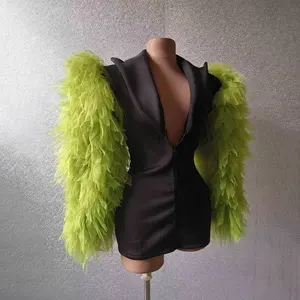 Robe de défilé de mode sexy européenne et américaine, style tempérament, cintrée à la taille, coupe ajustée, blazer uni, <span class=keywords><strong>jupe</strong></span> <span class=keywords><strong>courte</strong></span>, laine/soie - Product Image 6