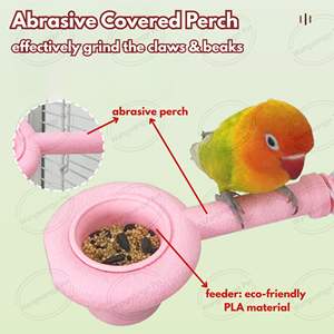 Mangiatoia e Posatoio 2-in-1 per Uccelli, Ciotola per Pappagalli in PLA Biodegradabile Non Tossico con Posatoio Solido Satinato - Product Image 3