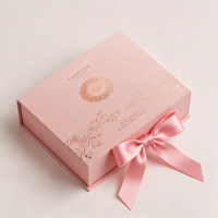 Boîte cadeau magnétique rose de qualité supérieure pour flacon de soin de la peau, emballage personnalisé pour produits de soin, boîte vide avec logo estampé rose pour ensemble de sérum et crème