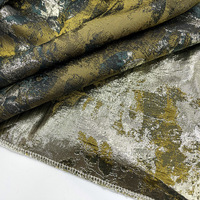 Tissu Jacquard Brocart Fil Teint Motif Feuille Abstraite Peinture à l'Huile Colorée Style Chinois avec Paillettes pour Robe et Costume JSB-91