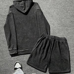 ชุดเซ็ตฮู้ดดี้และกางเกงขาสั้นพิมพ์ลายกราฟิกดิจิทัลสไตล์ฮิปฮอปวินเทจสำหรับผู้ชาย ไซส์ใหญ่  ชุดลำลองสำหรับเล่นบาสเก็ตบอลและออกกำลังกาย - Product Image 2