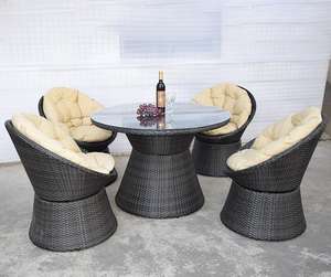 أريكة حديقة خارجية نوردية مخصصة للتجارة عبر الحدود، كرسي راتان دائري قابل للدوران، طاولة وكرسي منسوجان من الراتان. - Product Image 1
