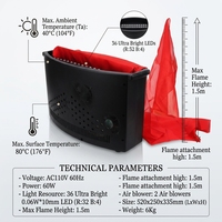 Machine à flamme LED rouge et bleue de 1,5 m à 1,8 m avec télécommande et contrôle DMX, construction en fer durable