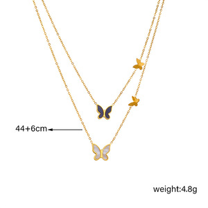 Butterfly Double Chain Necklace Gold Plated Zinc Alloy Fashion Jewelry Gift - Product Image 4