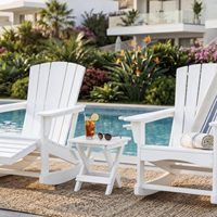Table d'appoint d'extérieur blanche pliable avec pieds en forme de X, en plastique HIPS et bois, acier inoxydable 304, pour resort, terrasse de piscine, jardin