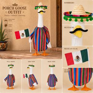 Disfraz de Ganso Mexicano para Fiesta, Vestido a Rayas Arcoíris, Sombrero, Bandera, Decoración para Jardín o Porche - Product Image 2