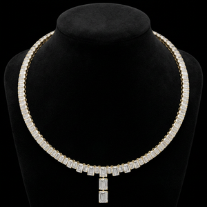 สร้อยคอเพชรเลี้ยงในห้องปฏิบัติการทรงหยดน้ำ ดีไซน์ดอกไม้ ทองคำแท้ 14K 18K สำหรับผู้หญิง เหมาะสำหรับงานปาร์ตี้ งานแต่งงาน และวันครบรอบ - Product Image 1