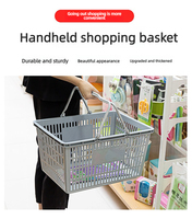 Panier à provisions roulant avec roues 30L, chariot en plastique robuste pour panier de rangement domestique de supermarché