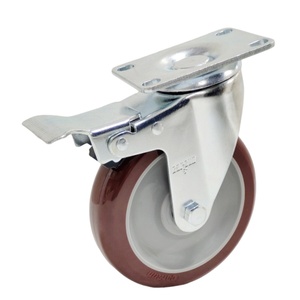3/4/<span class=keywords><strong>5</strong></span> Inch Rood Polyurethaan Pu Wiel Dinerwagen Caster Wielen Met Remdraaibare Caster