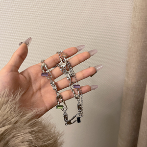 قلادات نسائية فاخرة أنيقة مع زركونيا مكعبة ملونة قلادات على الطراز الكوري مجوهرات ساحرة رومانسية - Product Image 4