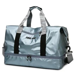 2022 Hot Sale Reflective Water Resistant Gym Bag With Shoe Compartment Dry And Wet Separation Bright Color Duffel Bag Unisex