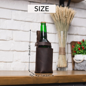 Porte-bière en cuir PU à porter à la taille, étui pour canette, étui pour tasse isotherme, sac de rangement portable pour bouteilles de soda et bière à porter à la taille pour l'extérieur - Product Image 4