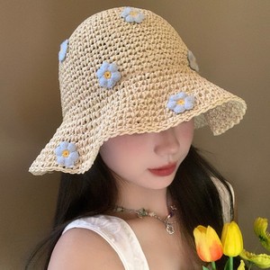 Syh1143 all'ingrosso estate mare sole fresche piccole margherite fiori adorabile dolce cappello <span class=keywords><strong>di</strong></span> paglia del secchio all'uncinetto - Product Image 5