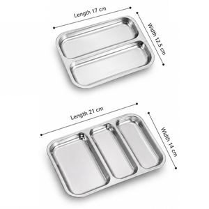 Piatto da portata commerciale in acciaio inossidabile 304 stile coreano con scomparti per snack, ideale per pollo fritto, dim sum e contorni - Product Image 2