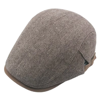 Casquette de gavroche en tweed à chevrons pour hommes et femmes, doublée polaire épaisse, réglable, chapeau de béret de conduite British Ivy Flat Ivy