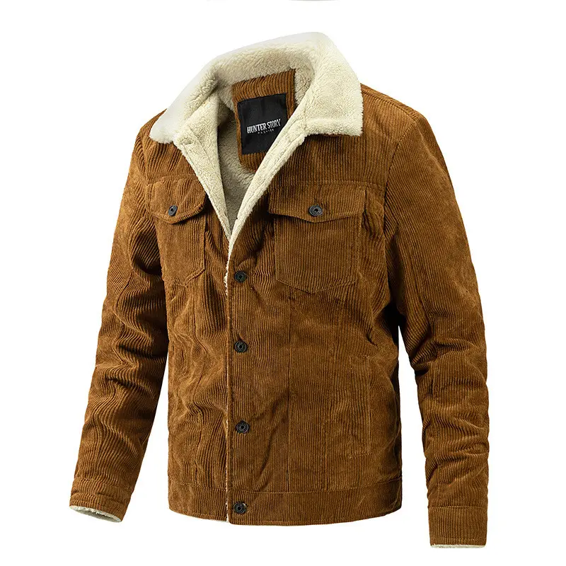 Wholesale Men's Winter Corduroy Fleece Jacket Fashion Casual Jacket Trendy Clothing Coat