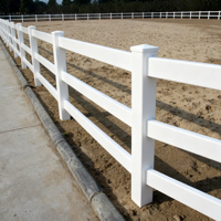 Clôture de paddock en vinyle blanc à 3 rails, poteaux en PVC, pour ranch équestre