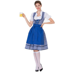 Tradizionale bavarese Octoberfest tedesco birra Wench <span class=keywords><strong>Costume</strong></span> adulto Oktoberfest Dirndl vestito cameriera con grembiule - Product Image 3