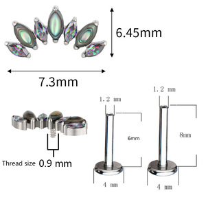Piercing de Titanio ASTM F136 para <span class=keywords><strong>Oreja</strong></span> con 7 Piedras Naturales y Zirconia, Pendientes para <span class=keywords><strong>Tragus</strong></span>, Labio, Hélix, Lengua, Joyería Piercing - Product Image 6