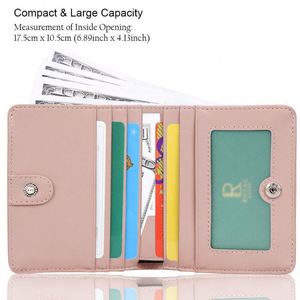 Portefeuille compact à deux volets pour femme, grande capacité, en cuir véritable, avec blocage RFID - Product Image 2