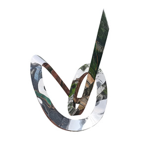 Sculpture d'anneau lumineux en acier inoxydable, ornement abstrait extérieur, décoration de paysage, jardin, pelouse, place publique - Product Image 4