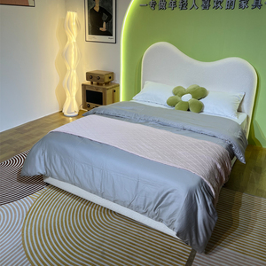 Moderno <span class=keywords><strong>Lettino</strong></span> per Bambini Morbido e Confortevole, Letto Imbottito in Tessuto con <span class=keywords><strong>Testiera</strong></span> a Forma di Collina Bianca - Product Image 5