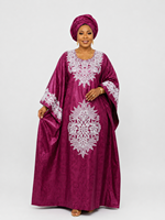 Robe Boubou Dashiki en Brocart Ramadan, 100% Coton Bazin Riche, Robe Africaine pour Femme, Mariage, Mariée, Aïd, avec Foulard