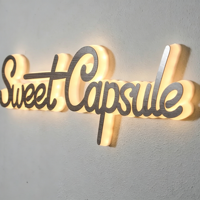 Lettres lumineuses 3D personnalisées en acier inoxydable pour logo mural de réception de bureau, enseignes commerciales de luxe à halo lumineux