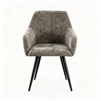 Chaise de salle à manger en velours moderne européenne de luxe écologique personnalisée avec dossier confortable, accoudoirs et pieds en métal pour hôtel, maison et usage de loisirs