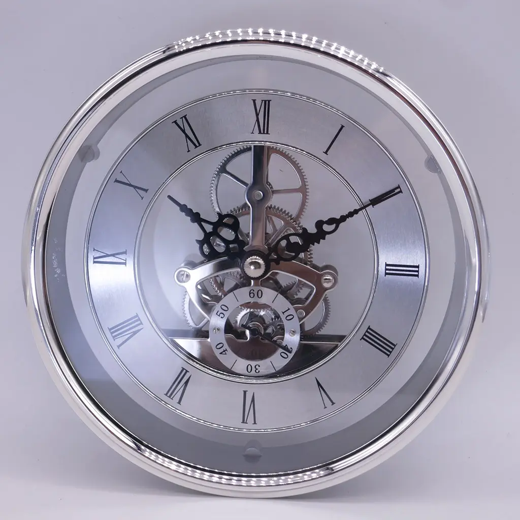 skeleton clock kit silver color brass antique gear movement skeleton clock insert