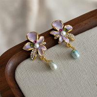 Boucles d'oreilles pendantes en fer pour femmes, style rétro, motif floral, design de niche vintage, tendance chinoise élégante, cadeau, bijoux d'oreille, nouvelle collection 2026