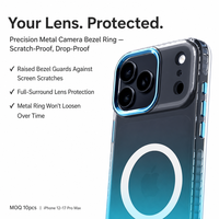 Coque de téléphone TPU à dégradé de couleurs pour iPhone 17 Pro Max, compatible avec la recharge magnétique sans fil, anneau métallique pour caméra, antichoc, OEM ODM, vente en gros