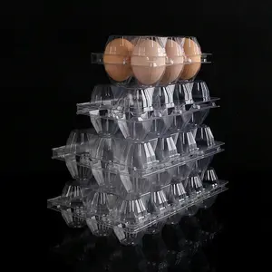 Bandeja de embalaje de huevos de gallina de PVC desechable Bandejas de blíster de plástico transparente para mascotas con 4 6 8 10 12 15 16 20 24 30 agujeros