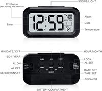Horloge numérique LCD pour la décoration de la maison, grand écran, calendrier, date, heure, température, horloge de table/bureau LED, veilleuse intelligente, réveil