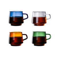 Tasse à café vintage en verre borosilicate soufflé à la main, couleur ambre, avec soucoupe, passe au lave-vaisselle, logo personnalisé pour cappuccino et expresso