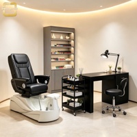 Bureau de technicien des ongles de style professionnel avec grand rangement, station de manucure pour salon professionnel de nail art et d'extensions de cils