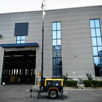 Tour d'éclairage mobile portable personnalisée 8KW 10KW, générateur solaire diesel d'urgence à LED avec remorque pour l'ingénierie
