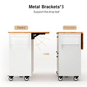 Carrito de Cocina Moderno SENYU con Ruedas y Superficie de Madera, Carrito de Almacenamiento Blanco para Comedor - Product Image 6